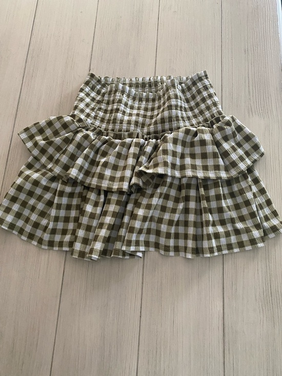 Cato Dresses & Skirts - Cato Olive Green & White Gingham Ruffle Skirt